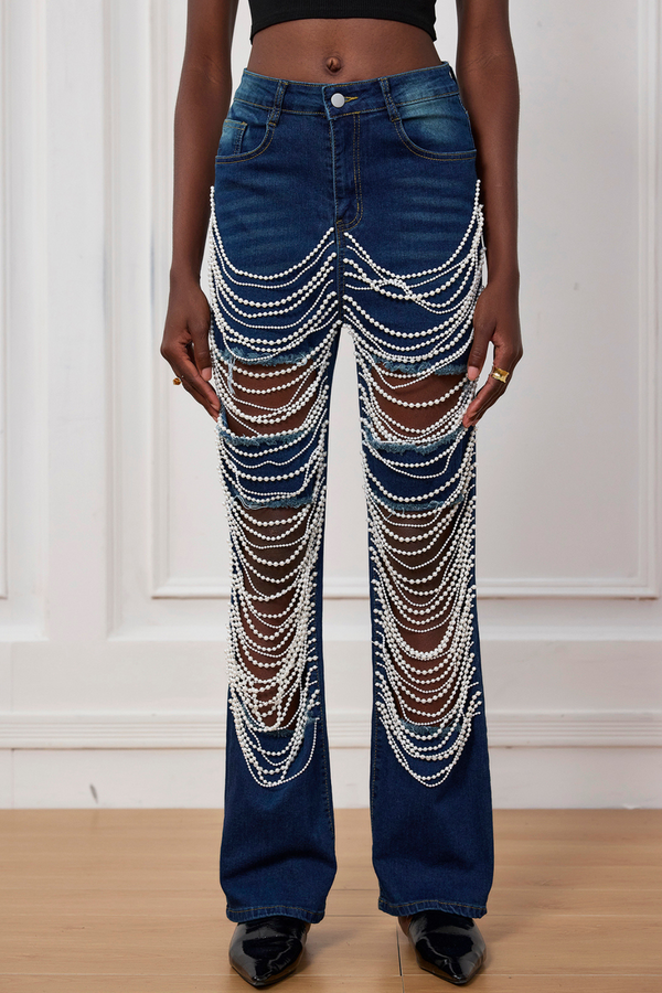 Seraphina Torn Chain Cutout Jeans