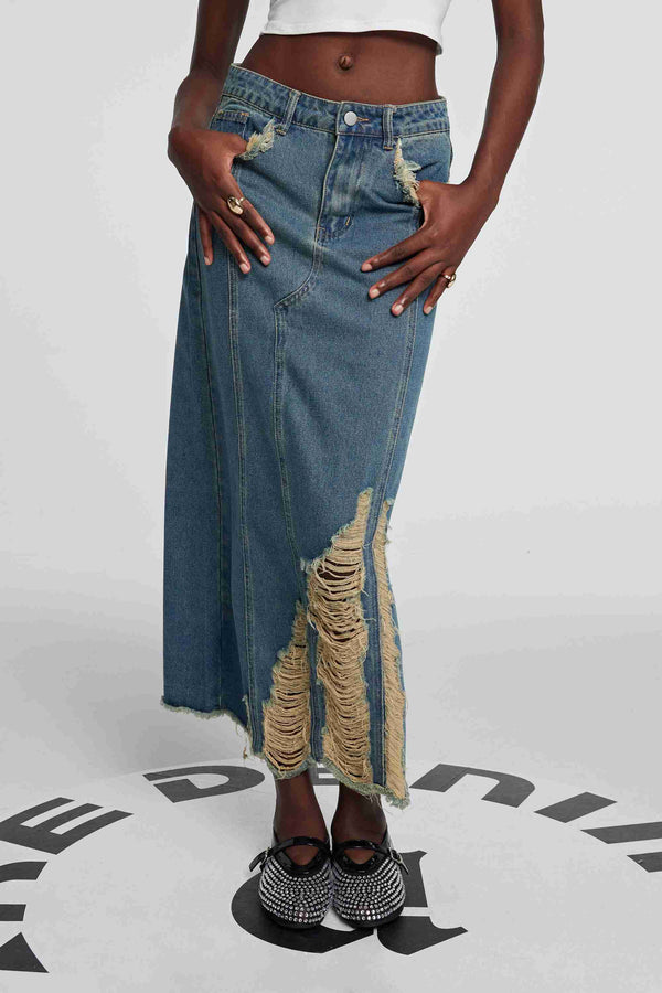 Sharon Torn Denim Skirt