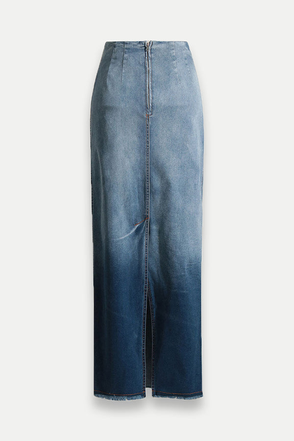 Sofia High Waist Maxi Denim Skirt