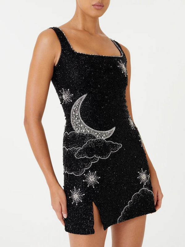 Sylvia Rhinestone Embellished Sky Mini Dress