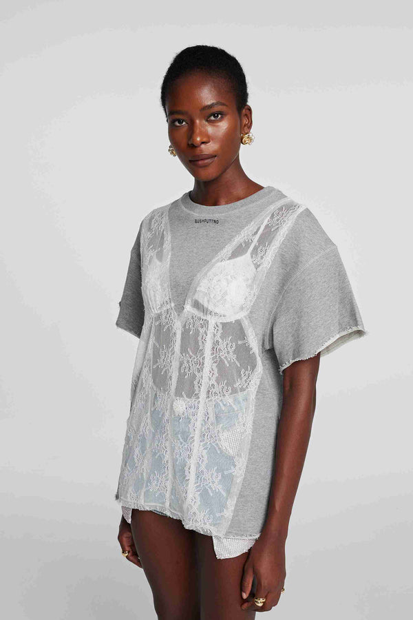 Tiana Lace Patchwork See Through T Shirt