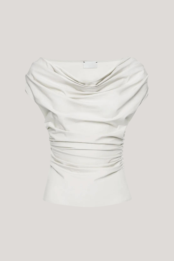 Timur Ruch Off Shoulder Bodycon Top In White