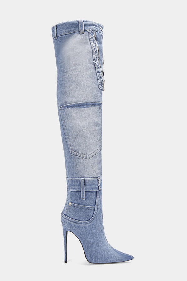 Valerie High Heel Denim Boots