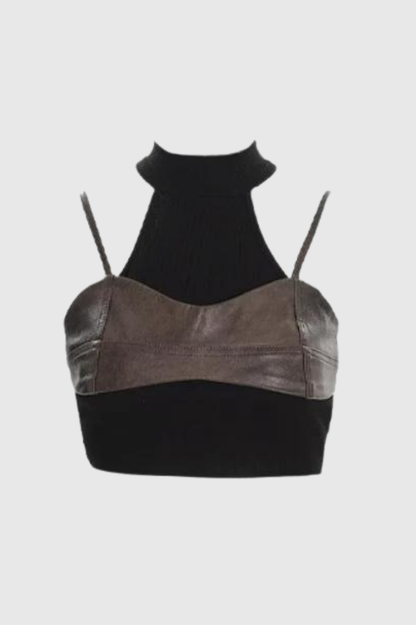 Veronica Leather Patchwork Short Top