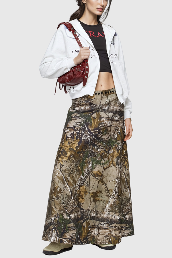 Vidhi Camouflage Print Buckle Skirt