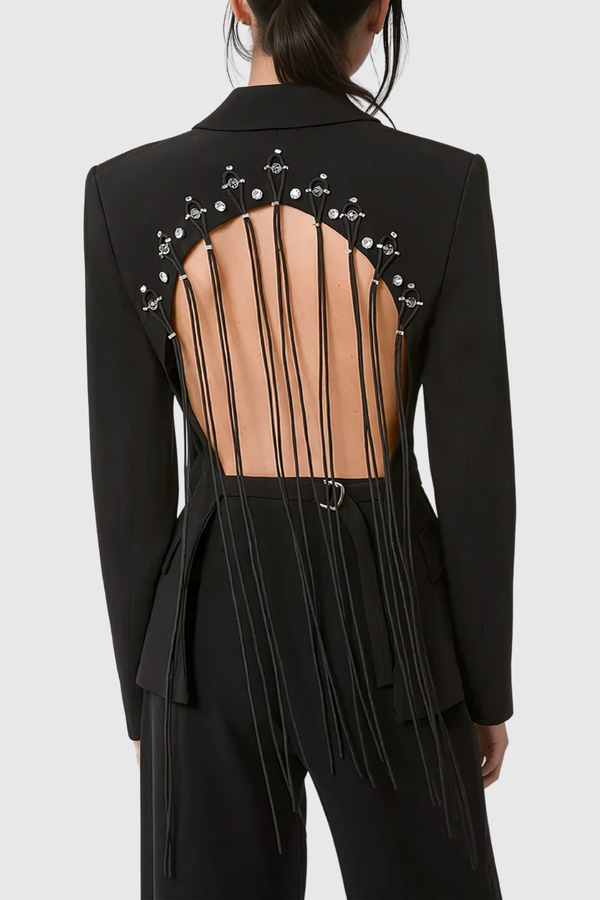 Vienna Hollow Fringe Backless Blazer