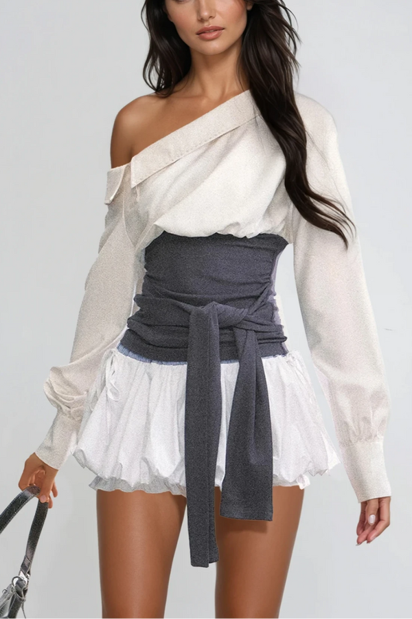 Wail Tie Up One Shoulder Top In White