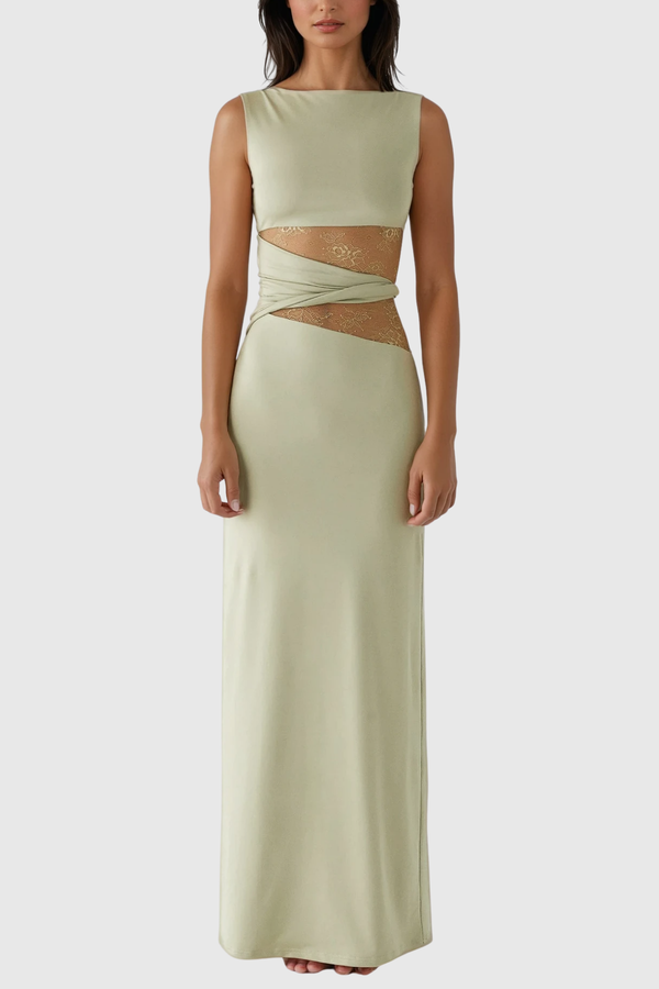 Waman Cutout Deconstruct Maxi Dress In Green