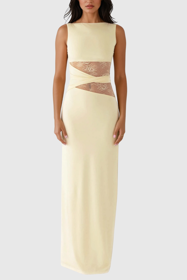Waman Cutout Deconstruct Maxi Dress In Yellow