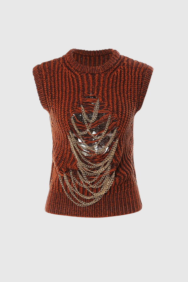 Xiomara Hollow Chain Embellished Top