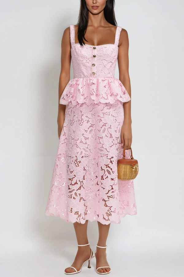 Yaeko Spaghetti Lace Maxi Dress