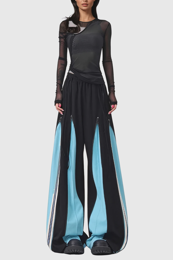Yoel Deconstruct Stripe Wide Leg Pants