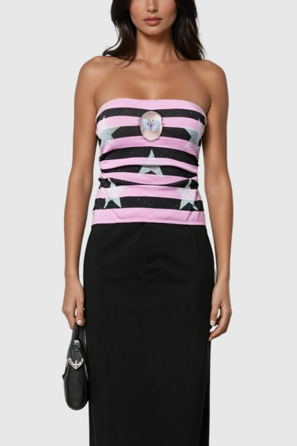 Zal Stripe Strapless Top